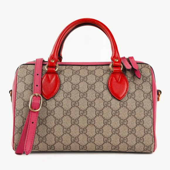 Gucci Beige & Ebony Multicoloured GG Supreme Canvas Top Handle Bag - Picture 1 of 14